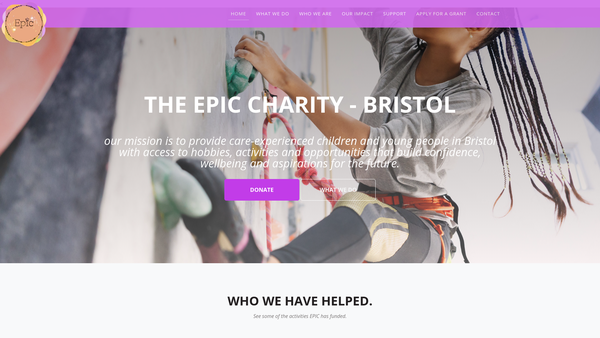 Screenshot of the The Epic Charity - Bristol website