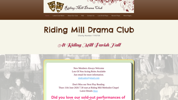 Screenshot of the Riding Mill Drama Club website