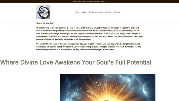 Screenshot of the New Birth Ministry website