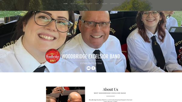 Screenshot of the Woodbridge Excelsior Band website