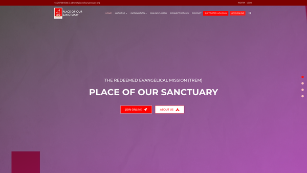 Screenshot of the The Redeemed Evangelical Mission (Trem) - Place Of Our Sanctuary website