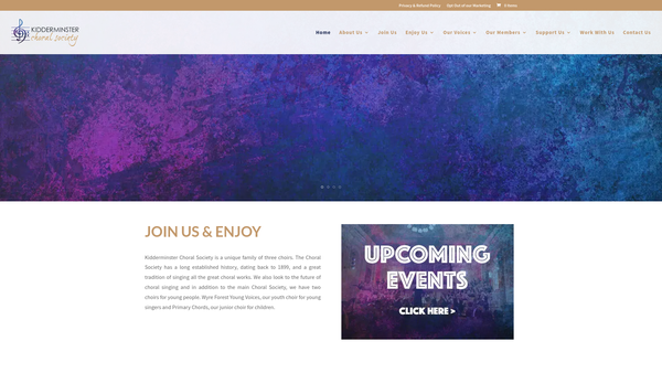 Screenshot of the Kidderminster Choral Society website