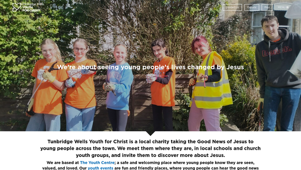 Screenshot of the Tunbridge Wells Youth For Christ website