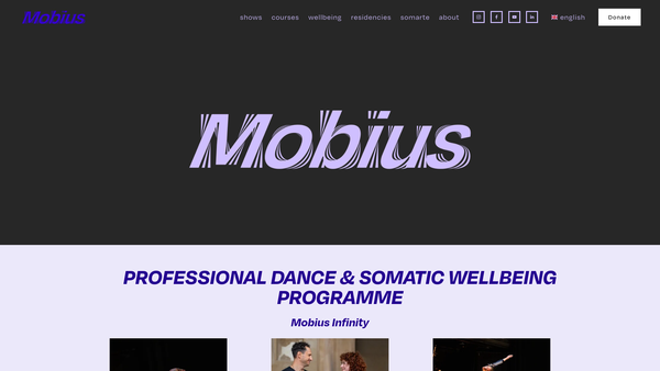 Screenshot of the Mobius Dance Group Limited website