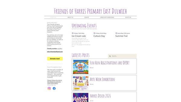 Screenshot of the Friends Of Harris Primary Academy East Dulwich website
