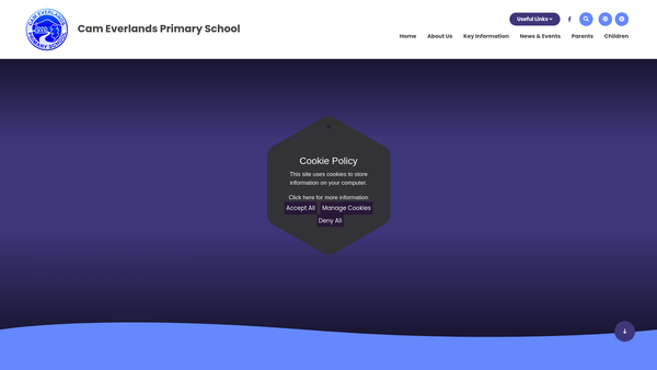Screenshot of the Cam Everlands School Association website