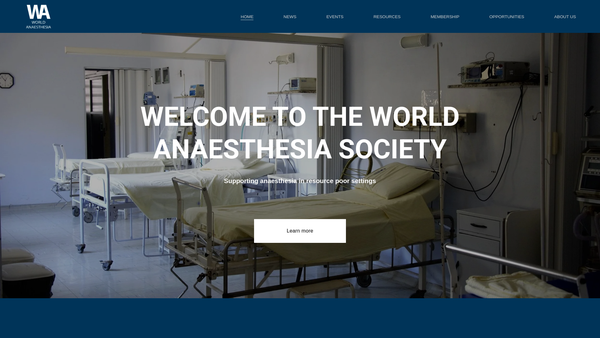Screenshot of the World Anaesthesia Society website