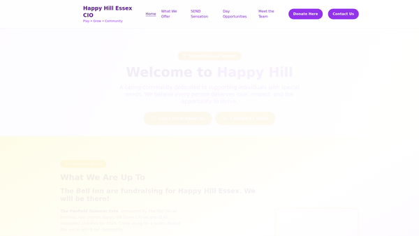 Screenshot of the Happy Hill Essex CIO website