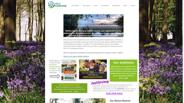 Screenshot of the Wildcookham website