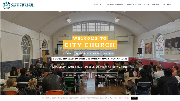 Screenshot of the City Church Wolverhampton website
