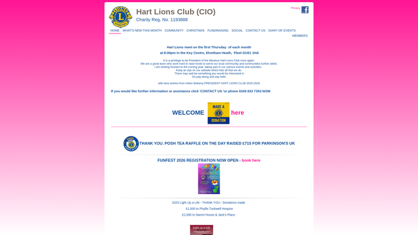 Screenshot of the Hart Lions Club (CIO) website