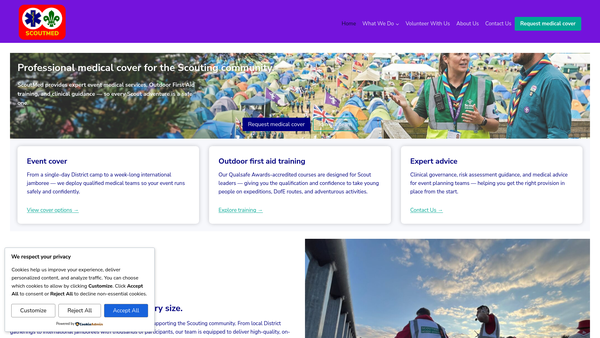 Screenshot of the Scoutmed National Scout Active Support Unit website