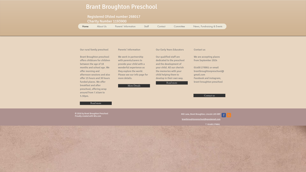 Screenshot of the Brant Broughton Preschool website