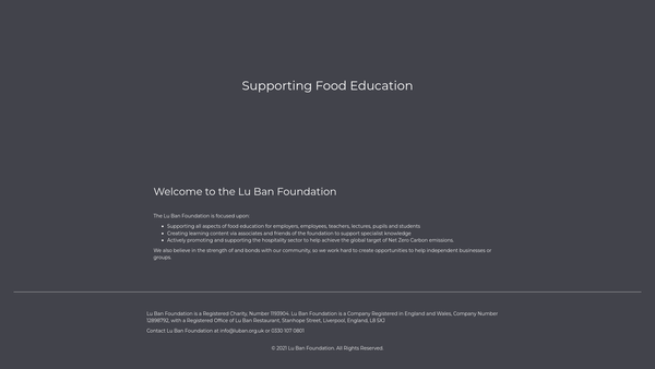 Screenshot of the Lu Ban Foundation website