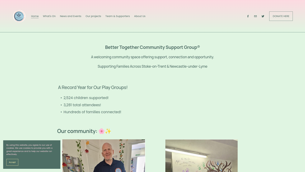 Screenshot of the Better Together Community Support Group® For Stoke-On-Trent And Nul website