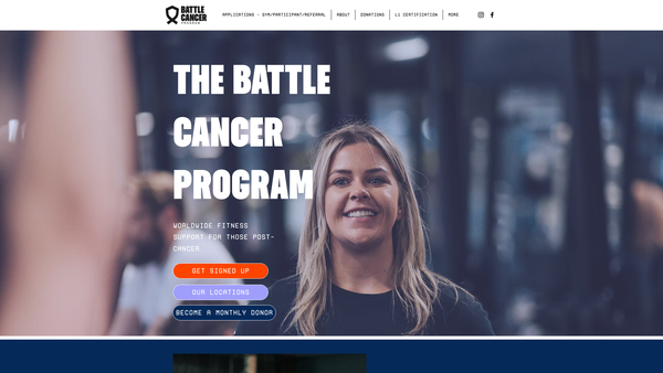 Screenshot of the The Battle Cancer Program website
