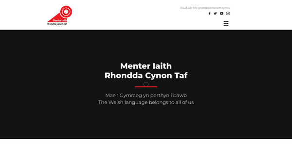 Screenshot of the Menter Iaith Rhondda Cynon Taf website