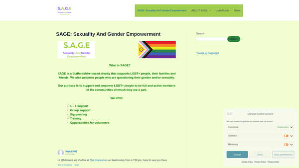 Screenshot of the Sage (Staffordshire) website