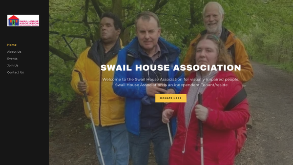 Screenshot of the Swail House Association For The Visually Impaired website