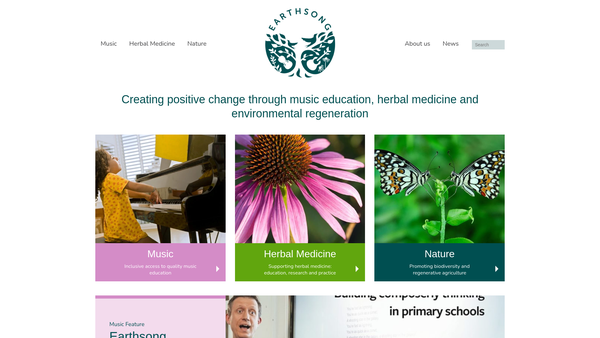 Screenshot of the The Earthsong Foundation website