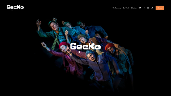 Screenshot of the Gecko Theatre website