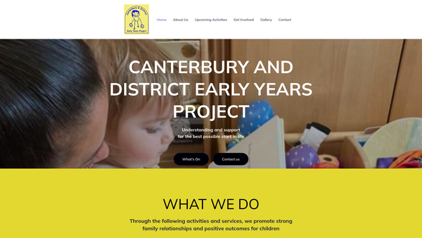 Screenshot of the Canterbury And District Early Years Project website