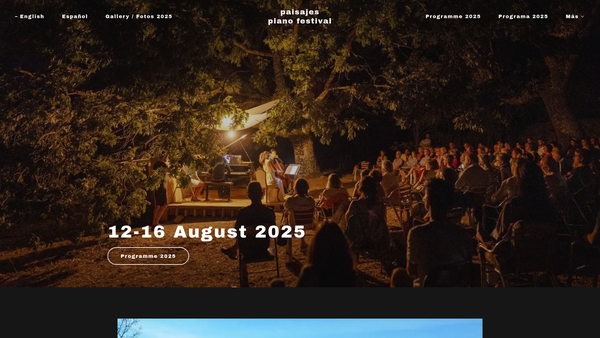 Screenshot of the Paisajes Piano Festival Sierra De Gata website