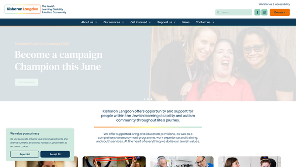 Screenshot of the The Kisharon Charitable Trust website