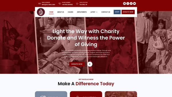 Screenshot of the As-Siraj Trust website