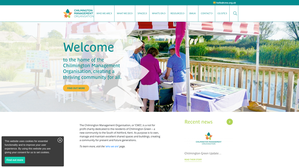 Screenshot of the Chilmington Management Organisation website