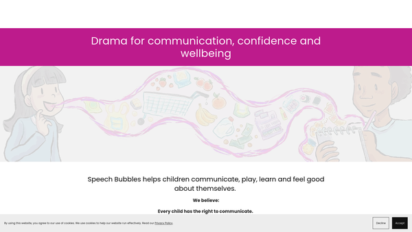 Screenshot of the Speech Bubbles CIO website