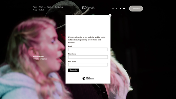 Screenshot of the Ensemble Orquesta website