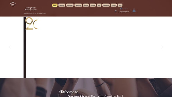 Screenshot of the Saving Grace Worship Centre International website