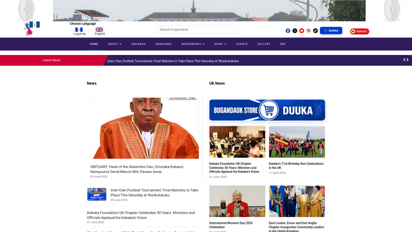 Screenshot of the Buganda UK website