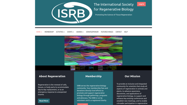 Screenshot of the The International Society For Regenerative Biology website