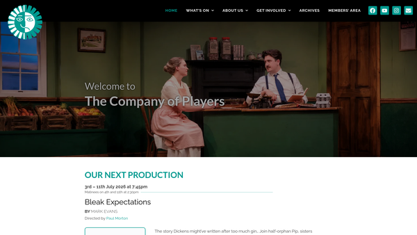 Screenshot of the The Company Of Players (Hertford) website