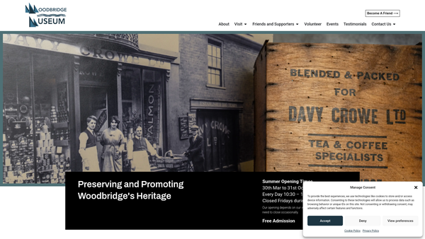 Screenshot of the Woodbridge Museum website