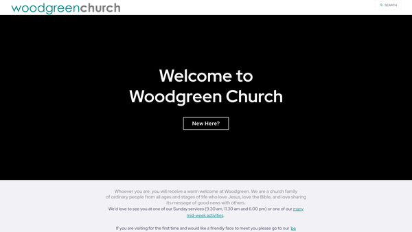 Screenshot of the Woodgreen Evangelical Church website