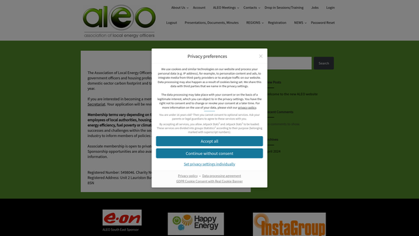 Screenshot of the The Association Of Local Energy Officers website