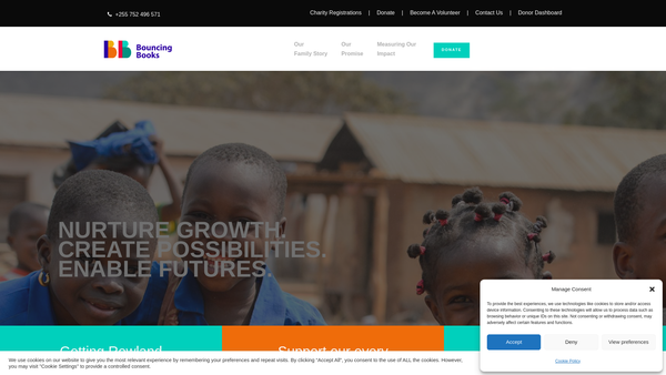 Screenshot of the Bouncing Books Foundation website