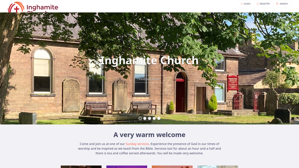 Screenshot of the Inghamite Church website