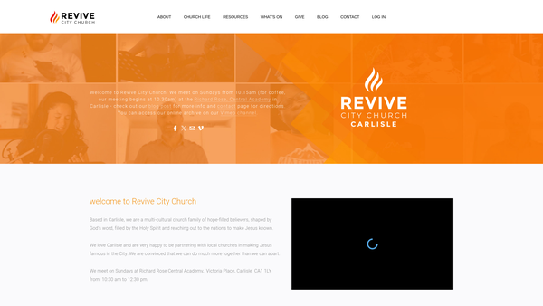 Screenshot of the Revive City Church website