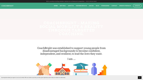 Screenshot of the Coachbright Charitable Trust website