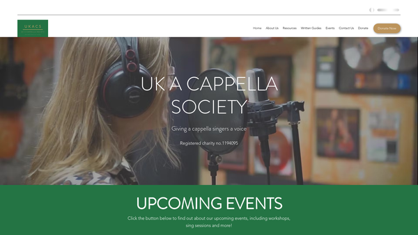 Screenshot of the UK A Cappella Society website