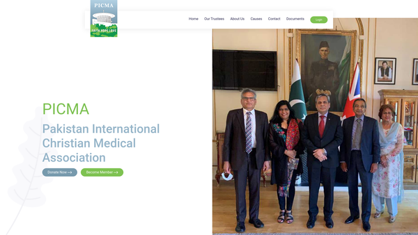 Screenshot of the Pakistan International Christian Medical Association website