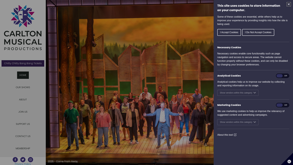 Screenshot of the Carlton Musical Productions website