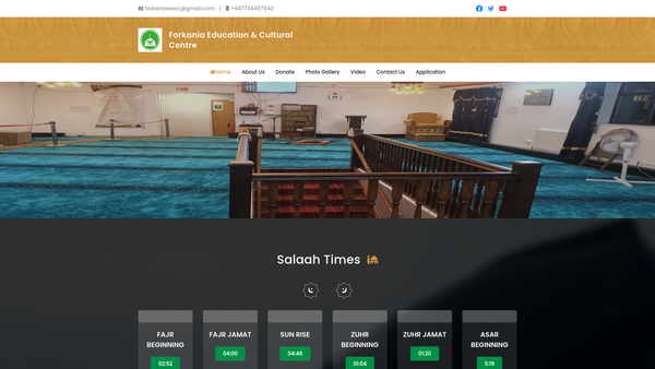Screenshot of the Forkania Education & Cultural Centre website