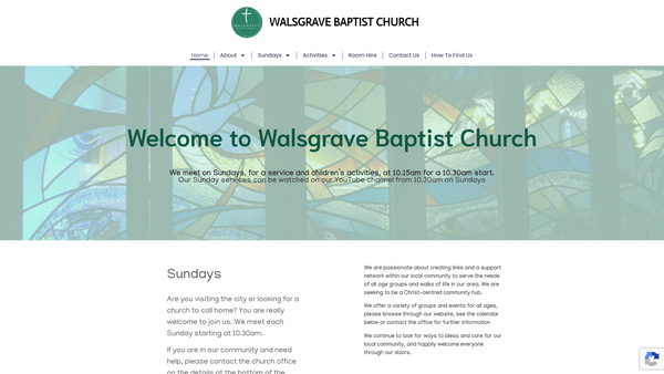 Screenshot of the Walsgrave Baptist Church website