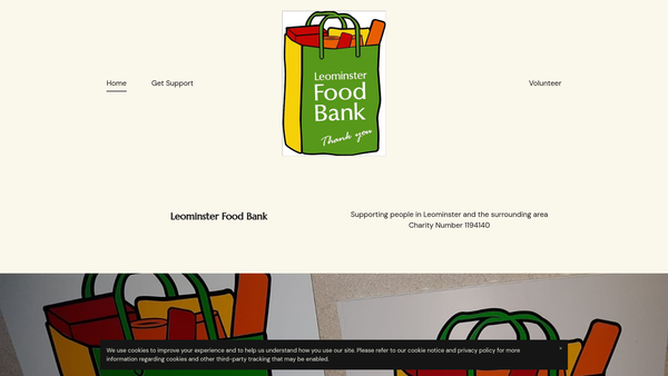 Screenshot of the Leominster Food Bank website