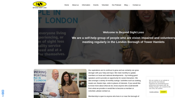 Screenshot of the Beyond Sight Loss website